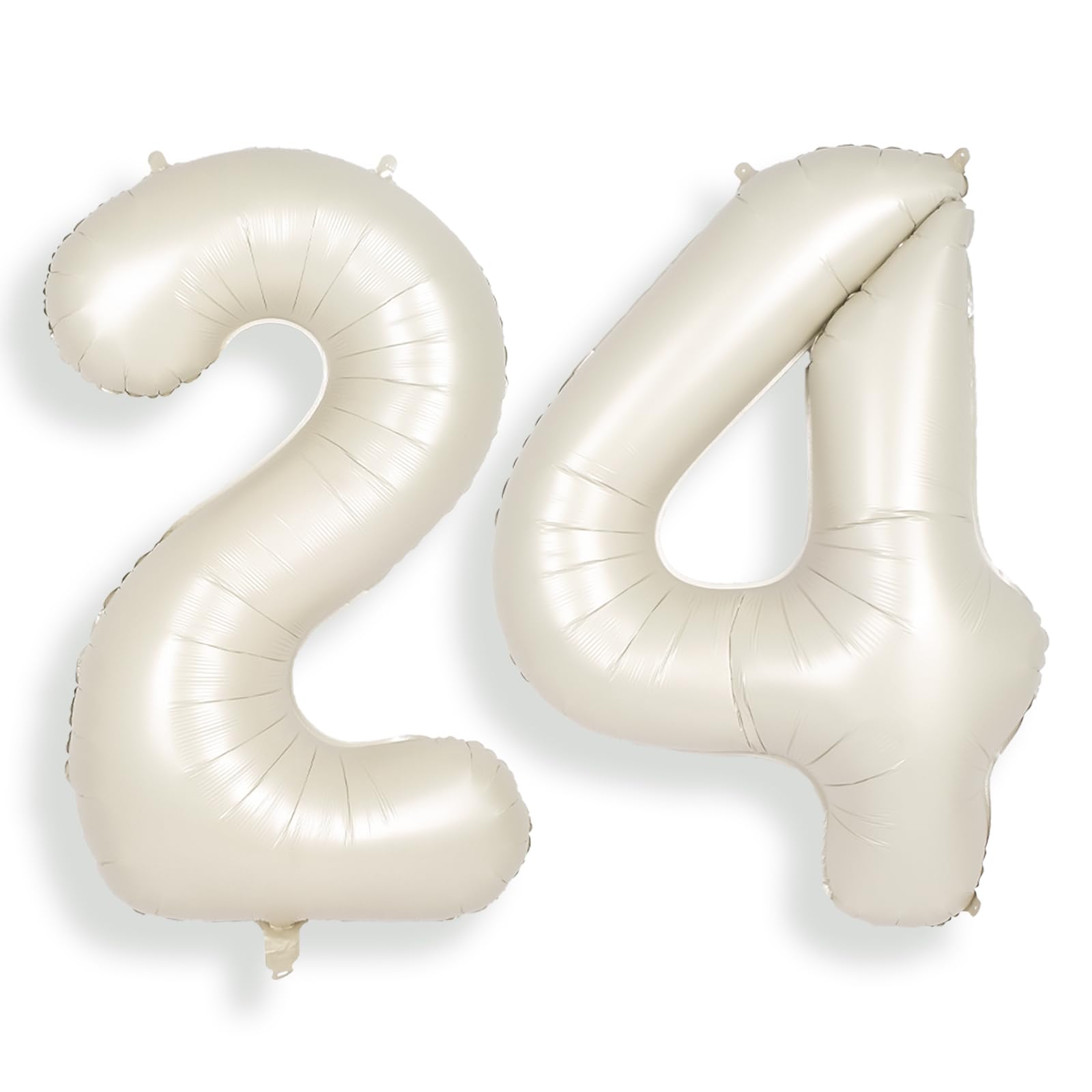 SUWEN 40 Inch Cream White 24 Number Balloon Foil 0-9 Birthday Big Numbers — image 1