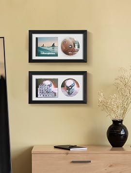 2pcs CD Display Frame for CD Case and Discs with Solid Wood, Wall Mounted and Desktop Signed CD Display Frame, White Style, 7.9x14.3
