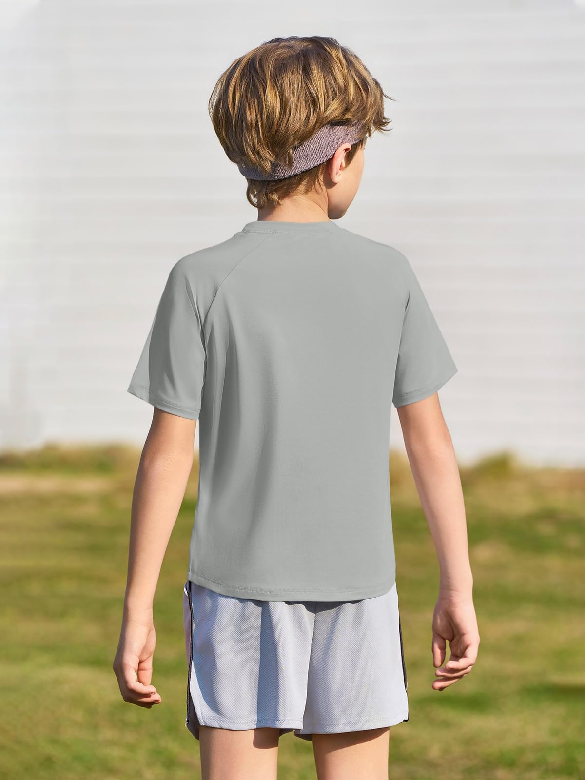 T-shirt enfant à manches courtes col rond uni léger coupe droite sport décontracté 5-14 ans