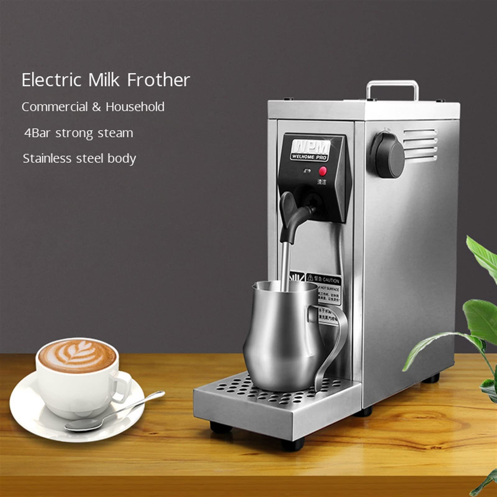 DieffematicKF Cafetera Espumador de Leche a Vapor para el hogar, profesión Comercial, Motor de Vapor bombeado, Tienda de té, calefacción de Bebidas, Burbuja de café