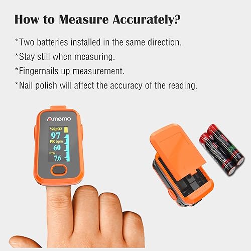 Miniatura 17 de Oxímetro de pulso, monitor de oxígeno con pantalla OLED, monitor de saturación de oxígeno en sangre (SpO2) con funda de transporte, cubierta