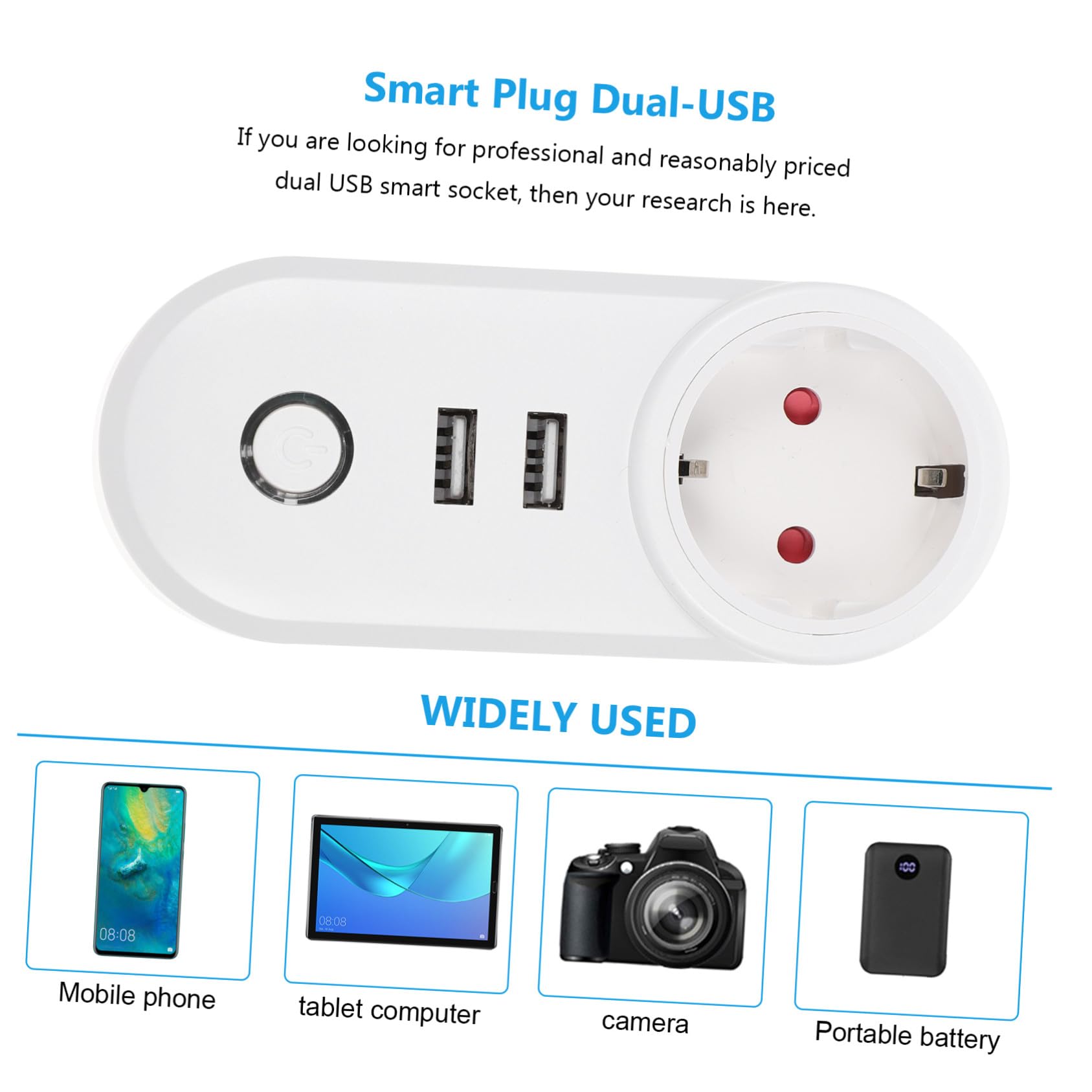 Operitacx Enchufe Inteligente Doble USB Hogar Compatible Wifi para Cocina Oficina y Dormitorio Fácil de Instalar y Controlar App