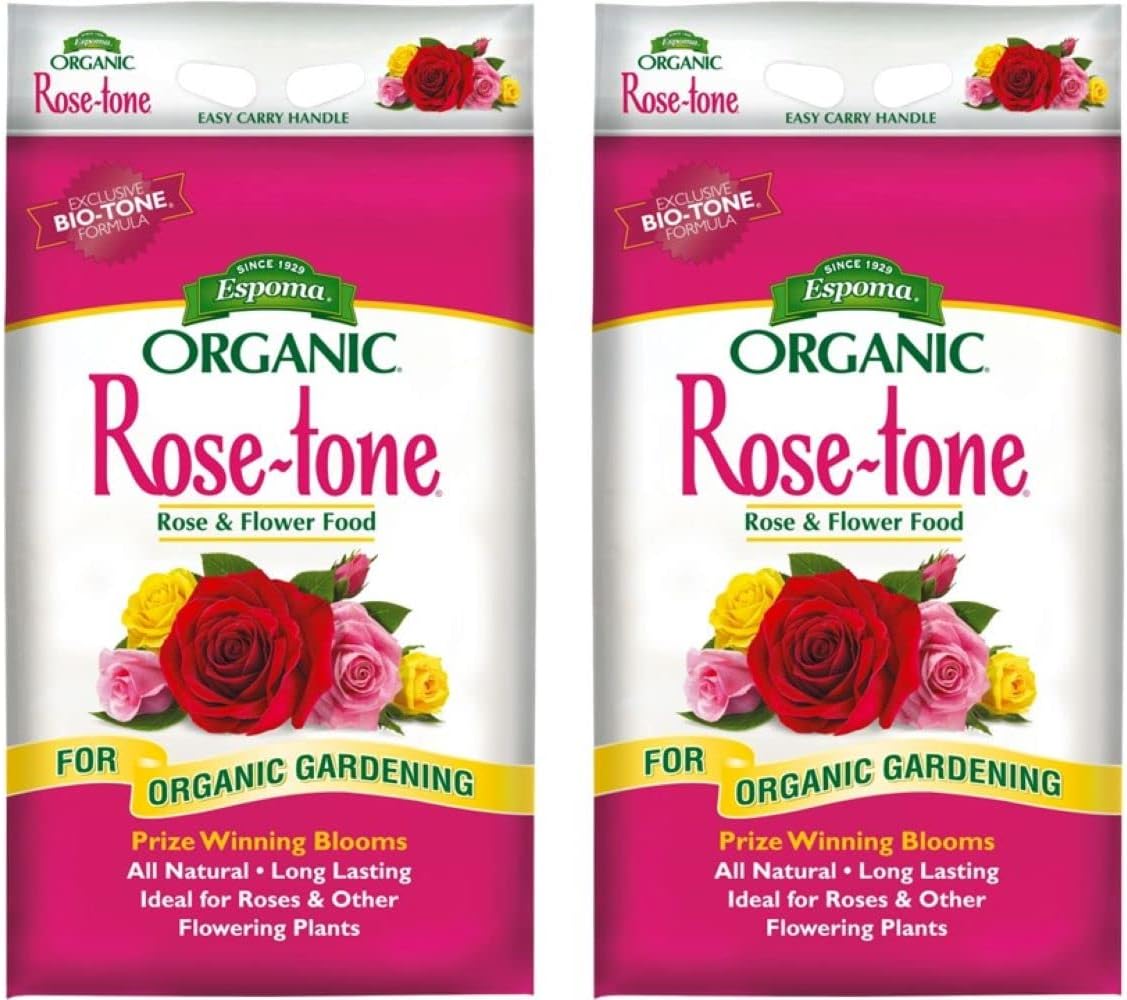 Espoma Organic Rose-Tone 4-3-2 Organic Fertilizer for All Types of Roses and Other Flowering Plants. Promotes Vigorous Green Growth and Abundant Blooms. 18 lb. Bag - 2 Pack