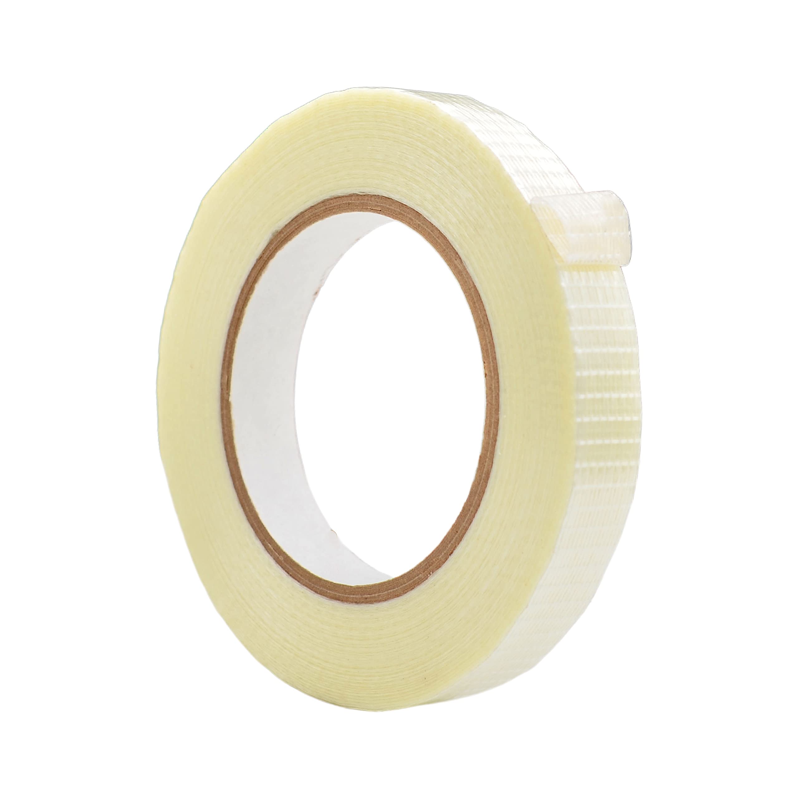 WOD BFST47 Bi-Directional Filament Strapping Tape, 3/4 inch x 60 yds. Fiberglass Reinforced Packaging Tape, Filaments Run H-V with High Adhesion and Tear Resistance, Hexayurt Tape