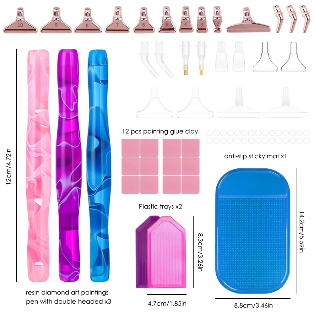 SENHAI Kit di 45 penne per pittura a diamante, punte in acciaio inox e plastica, accessori per pittura fai da te