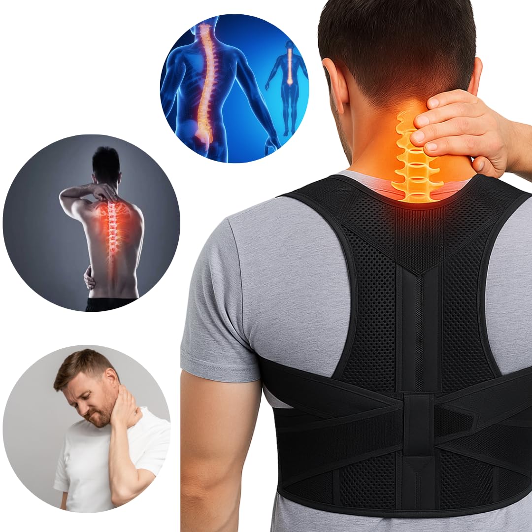 Colete Corretor Postural Masculino e Feminino Para Coluna Cervical Alinha  Postura Corretor Postural Ajustável Unissex Cinta lombar (X-Grande) (MEDIO)  | Amazon.com.br