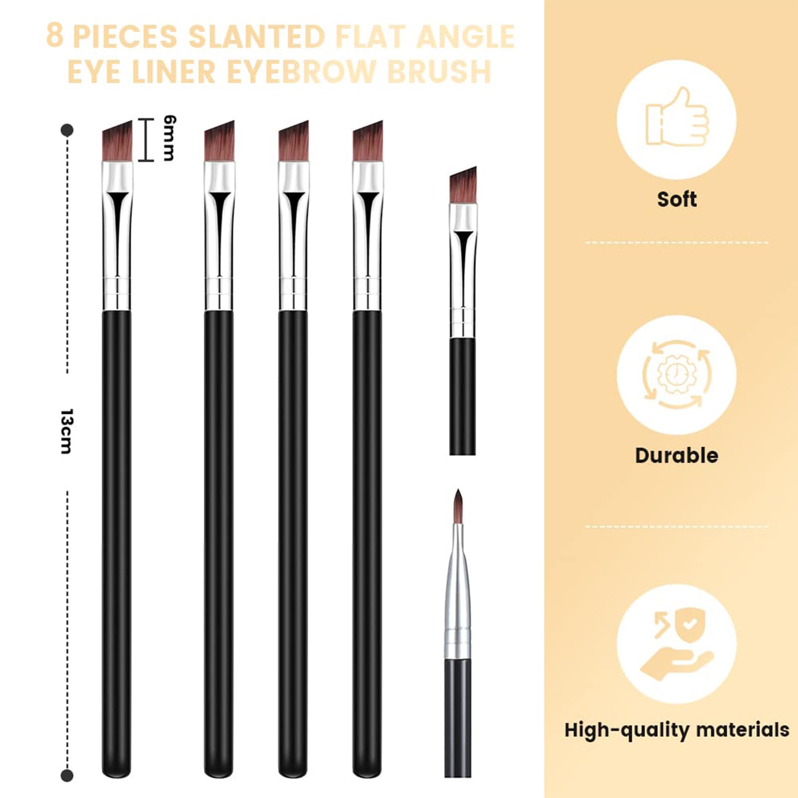 Juego de brochas para sombra de ojos, 8 PCS, brocha cosmética multifunción, brocha para delineador de ojos, brocha correctora, brochas para pestañas, brocha para polvo con ángulo biselado para cejas