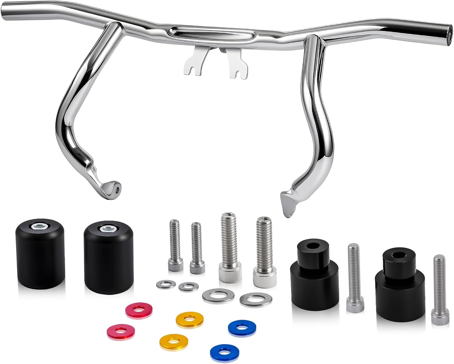 1.25" Front Engine Guard Crash Bar Flat Out Bar for Harley Touring 2014-2026 Street Road Electra Glide Road King and Trike, Black