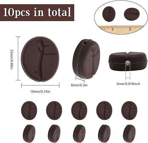 Miniatura 2 de CHGCRAFT 10 cuentas de silicona en grano de café, cuentas para bolígrafo, granos de café, cuentas espaciadoras sueltas de silicona para bricolaje,