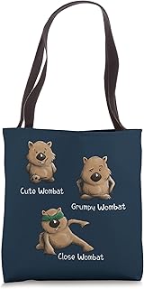 Cute Grumpy and Close Wombat Funny Marsupial Poses Pun Tote Bag