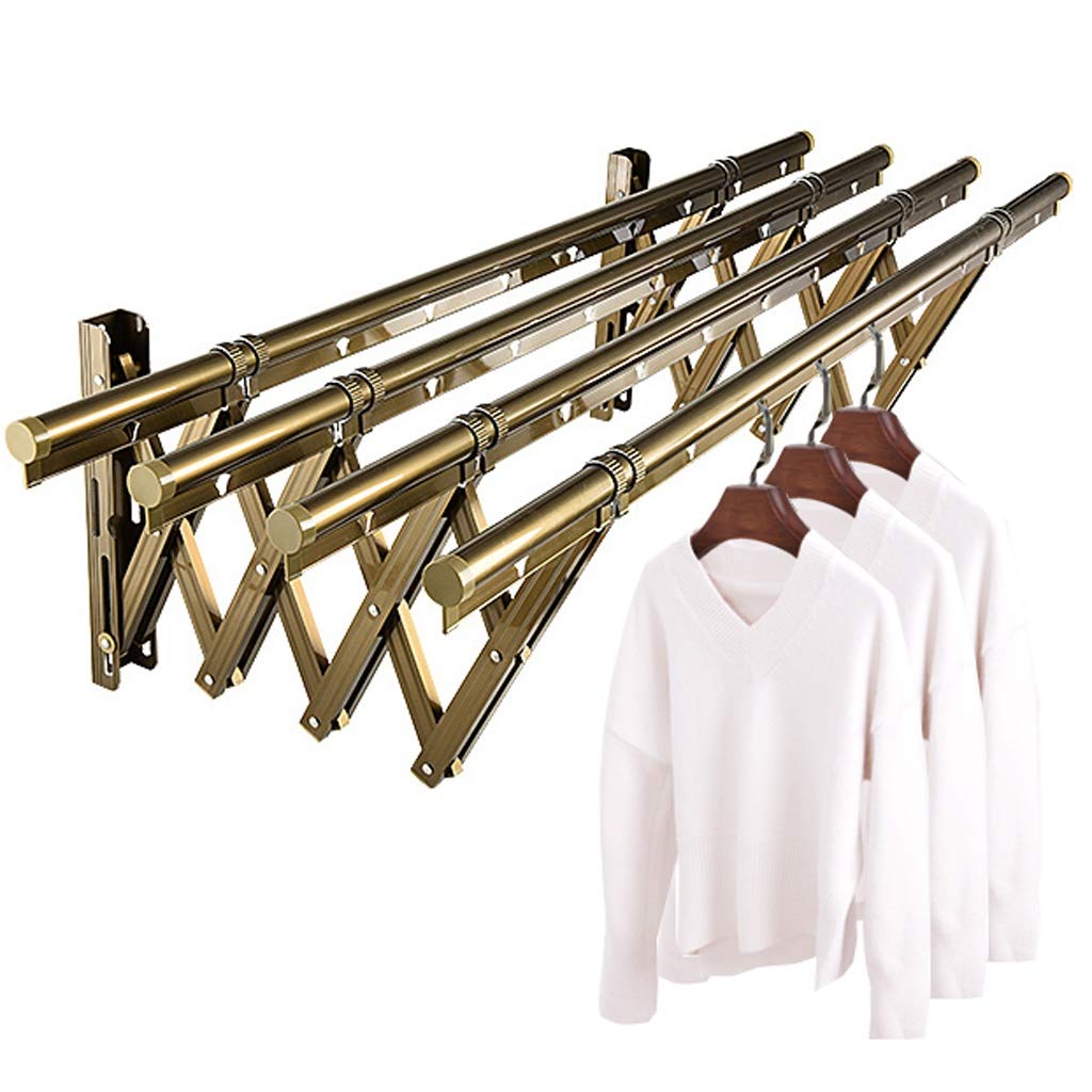 asdchZen Airer Clothes Drying Rack 4 Rail Airer Wall Mounted Extendable Folding Dryer Towel Rail Bar Adjustable Space Saver Washing Clothesline For Indoor Protable Lucky Star