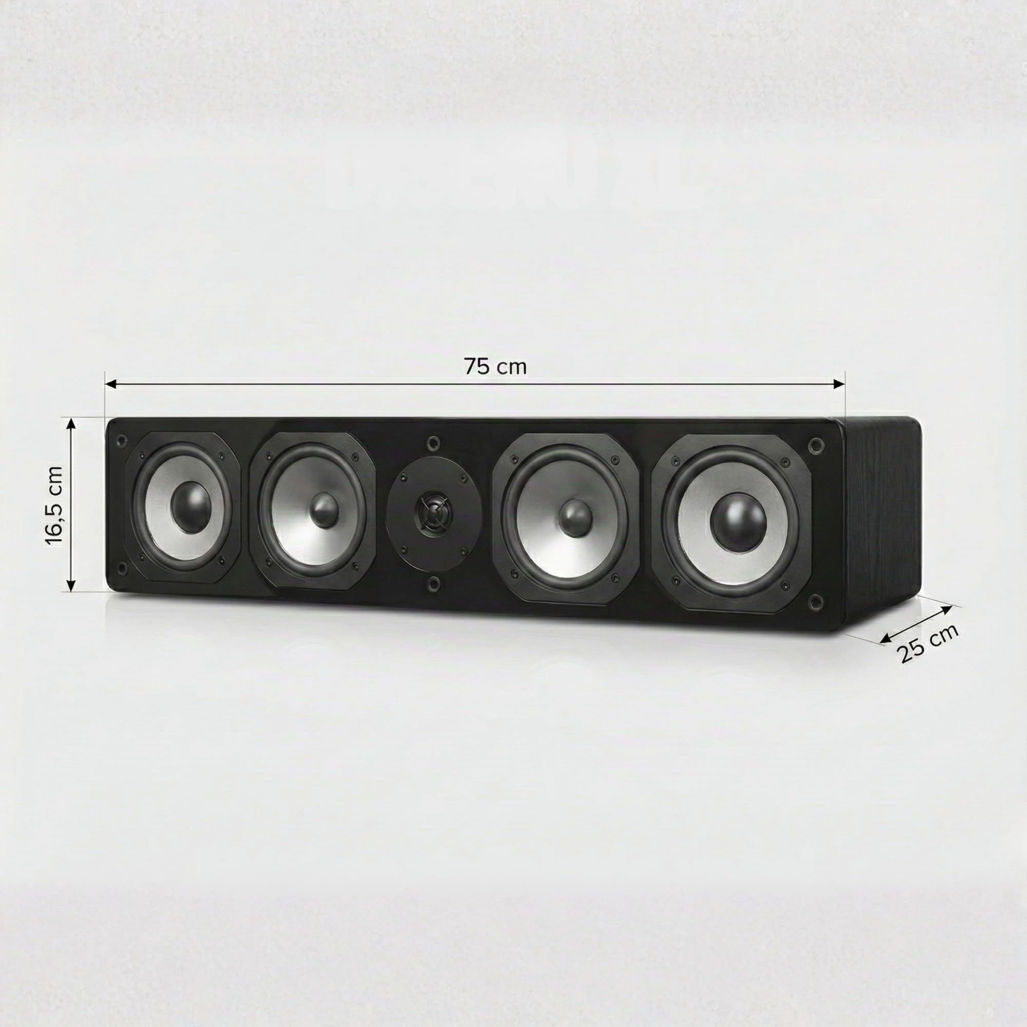 Dynavoice Challenger C-5 XL Chêne Naturel. Enceinte Centrale Passive 210W 6-8 Ohm. 4X Woofer 5,25″ et Tweeter Super Audio 1″. Home Cinéma HiFi. Bass Reflex Arrière. VESA 10x10.