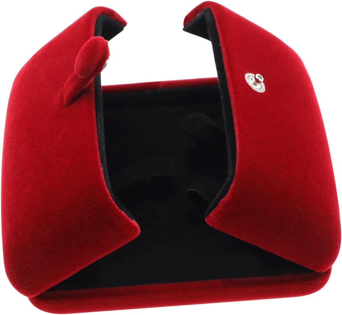 Velvet Bangle Case Double Open Bracelet Box Jewelry Gift Organiser Square Display Holder for Proposal Engagement Wedding Jewelry Gift 10x10x4cm Red