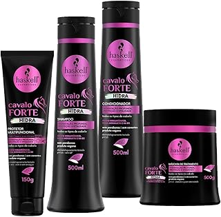 Kit Haskell Cavalo Forte Hidra Shampoo Condicionador Máscara Multiprotetor