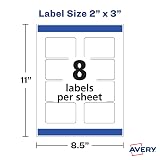 Avery Printable Blank Rectangle Labels, 2" x 3", Glossy Crystal Clear, 80 Customizable Labels (22822) – view 7