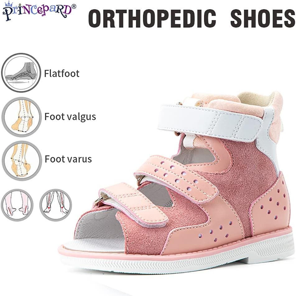 princepard Orthopedic Corrective sandals for Boys and Girls, Children's Open-toe Summer Shoes for Toddlers Flat Feet, High Back with Ankle Support, Non-slip Soles