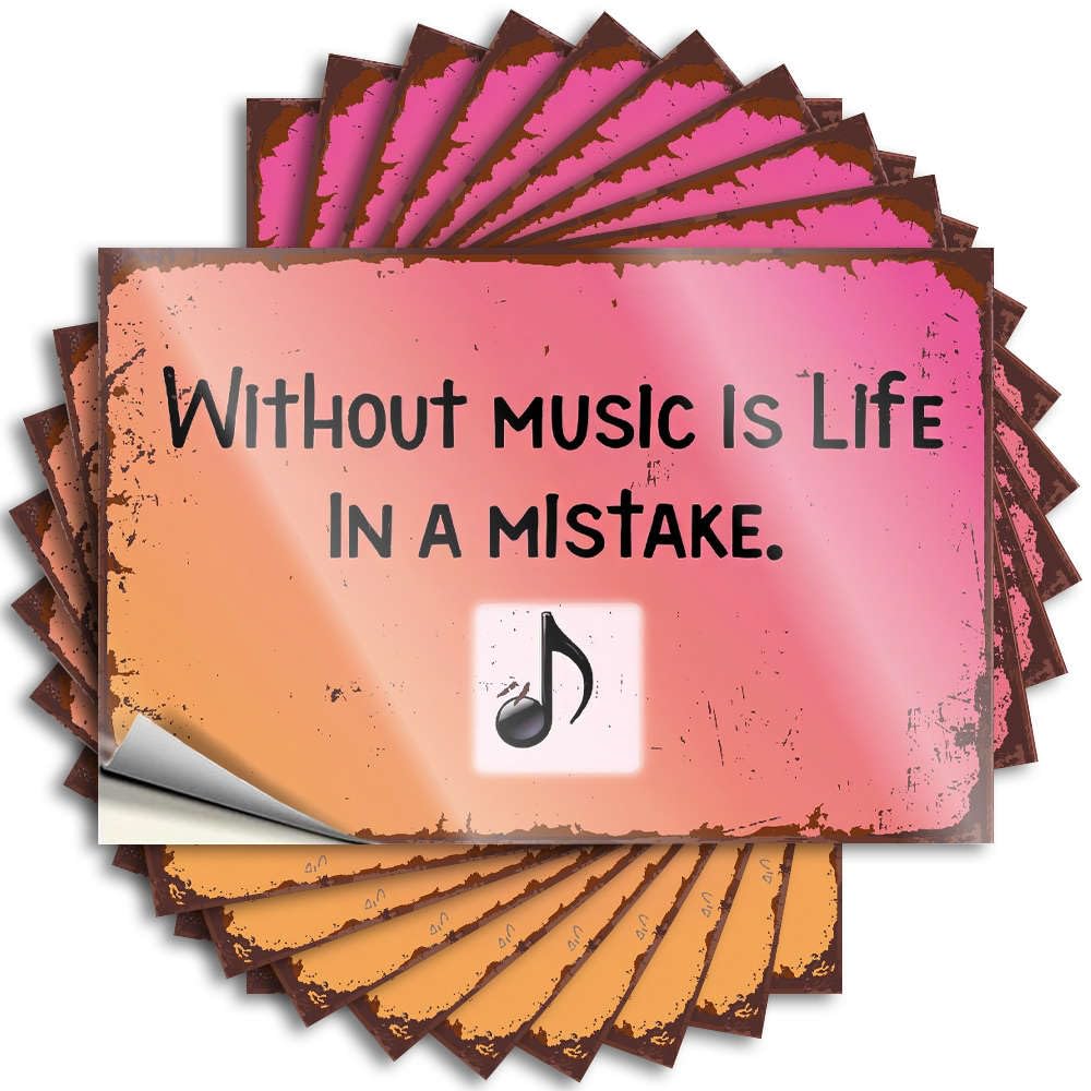 Tattoos Happy Vinyl Decals, Camper Decor Waterproof Bumper Stickers for Water Bottle | Without Music, Life is A Mistake. Perfect for Sand Laptop Decor(8X12CM)