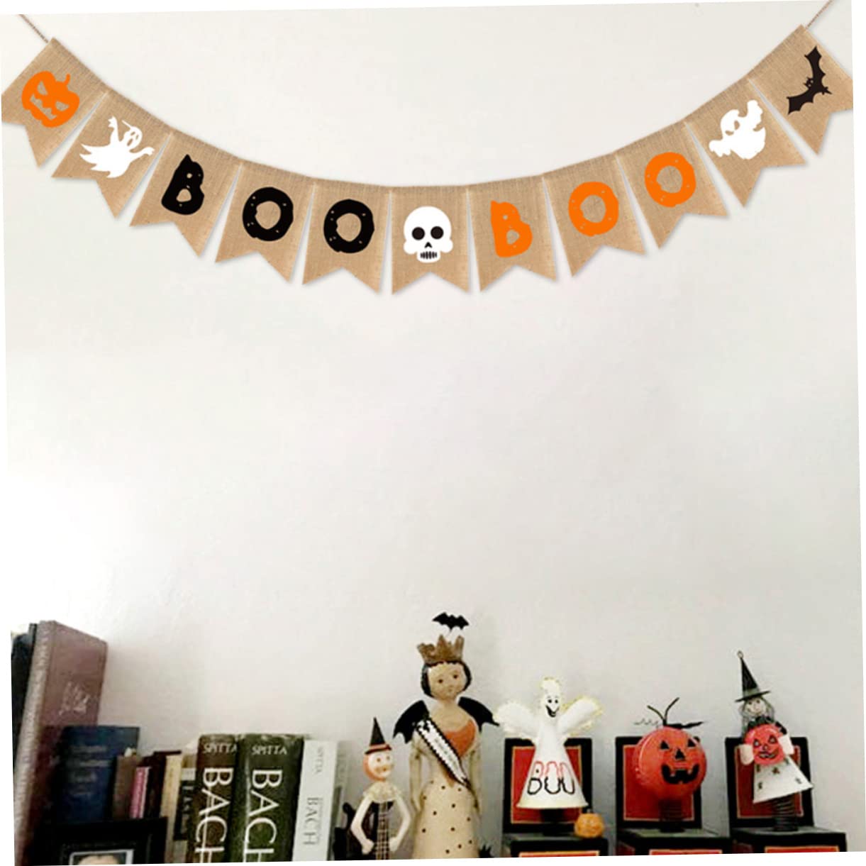 Alasum 15 szt. baner chorągiewki baner girlanda 'Happy Halloween' znak na drzwi Halloween tematyczny baner pikieta ogrodzenie dekoracja impreza dekoracja boos alkohol baner Halloween baner jutowy