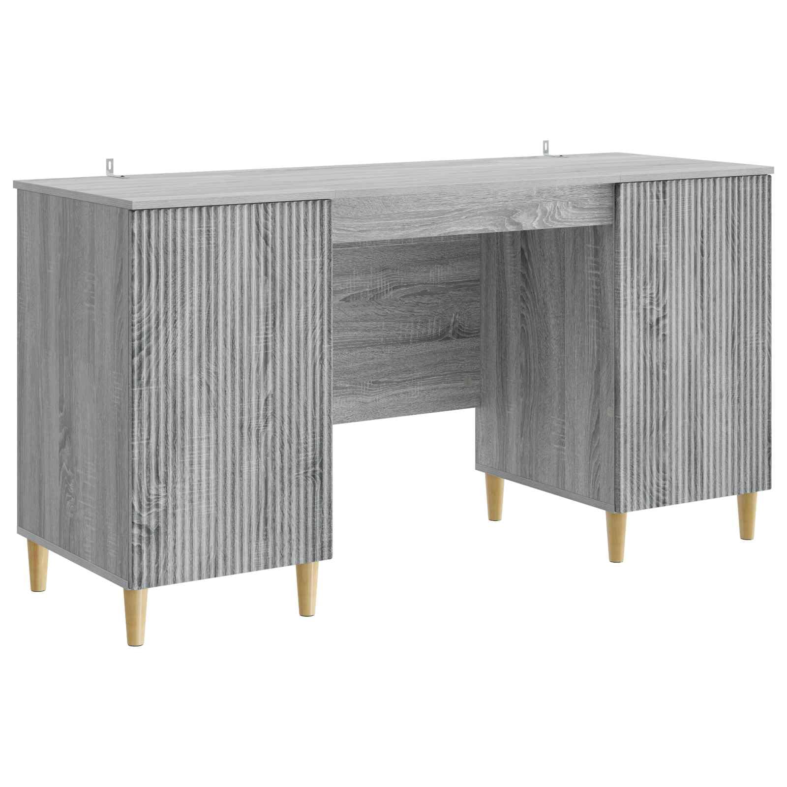 Bureau informatique en bois d'ingénierie gris avec larges portes