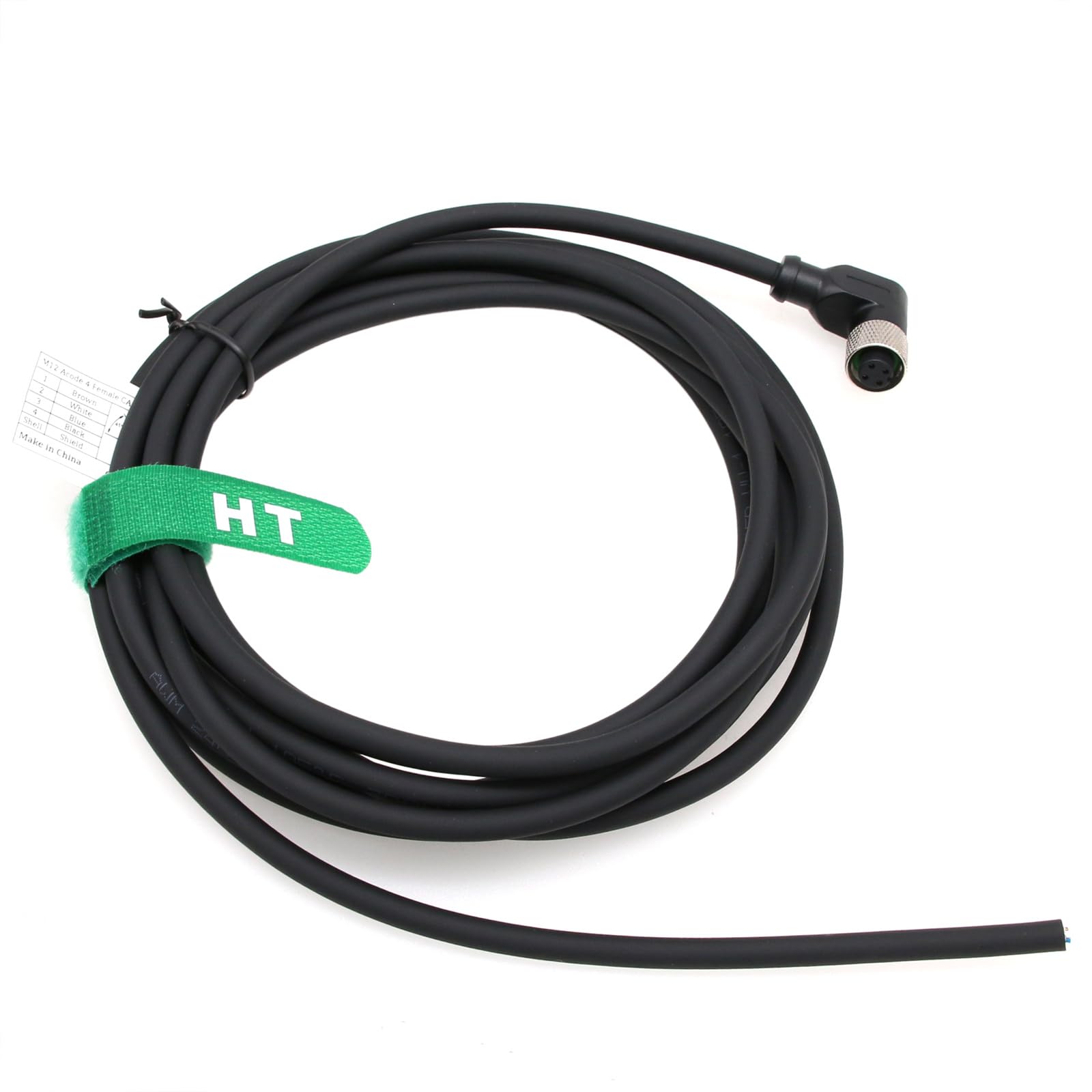 HangTon Cable hembra M12 A de 4 pines a cable abierto para sensor industrial, dispositivo de automatización, red IO Link Profibus, datos de alimentación, escudo de 25 m