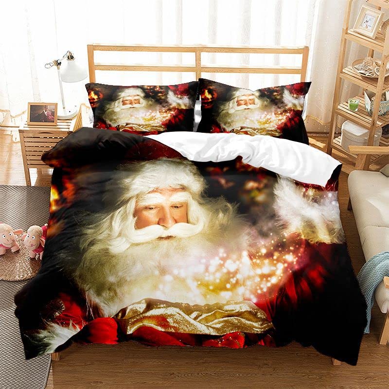 Set Biancheria Da Letto 3 Pezzi Natale – Copripiumino + 2 Federe Microfibra, Tema Renne, Taglia Double 200x200 Cm