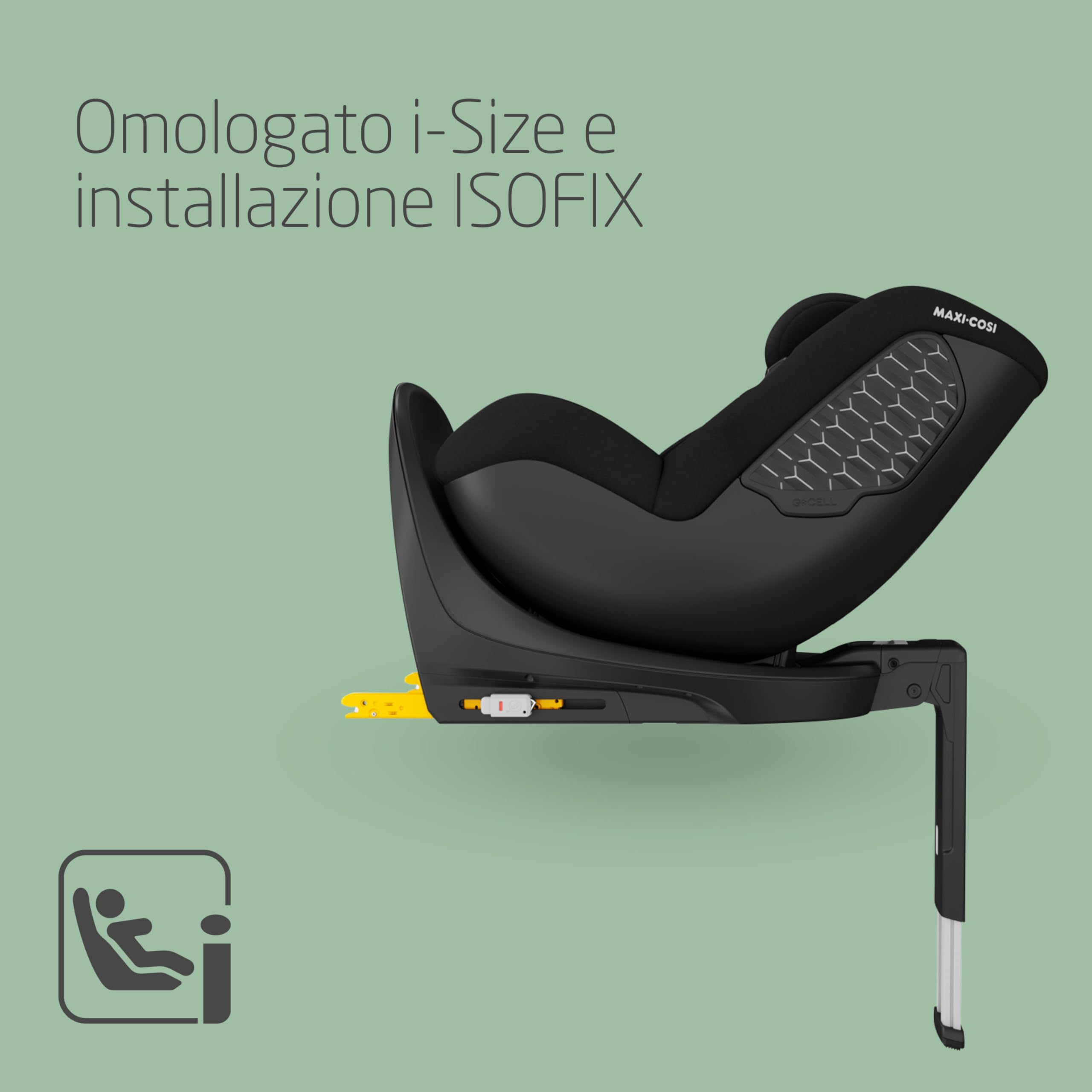 Maxi-Cosi Mica 360 S Comfort, Tessuti Traspiranti, Seggiolino Auto Girevole 360, 0-4 Anni (40-105 cm), Rotazione FlexiSpin, 5 Posizioni Reclinate, Protezione G-CELL, Ganci per Cinture, Authentic Black