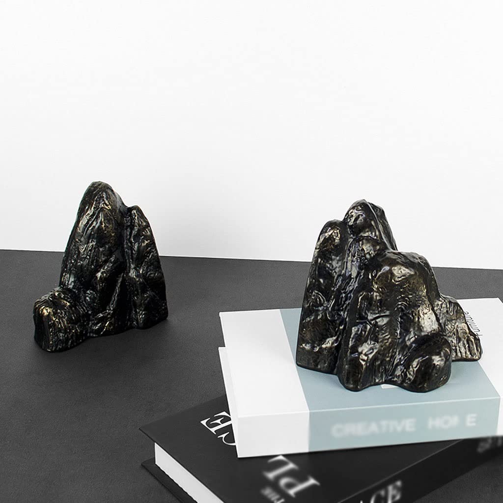 Podpórki do Książek do Domu Nowoczesny Kreatywny Rockery Bookend Żywice Bookend Rękodzieło Biurowe Salon Study Desktop Książka Końcówki Dekoracje Końcówki do Książek do Biblioteki(Black-brown)