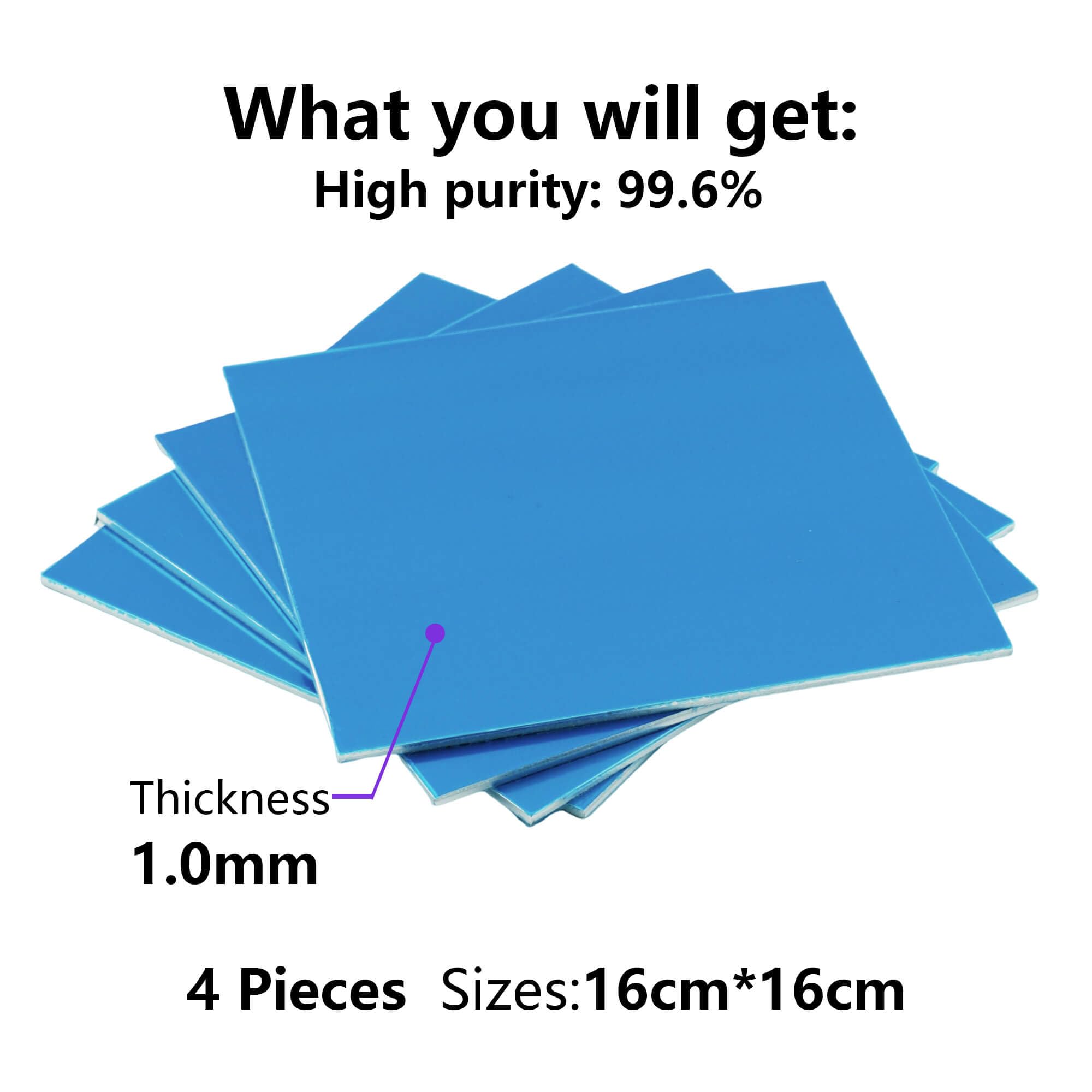Lot De 4 Plaques D'aluminium – Tôle Alu 3mm – Dimensions 16x16cm – Pour Bricolage, Modélisme, Déco