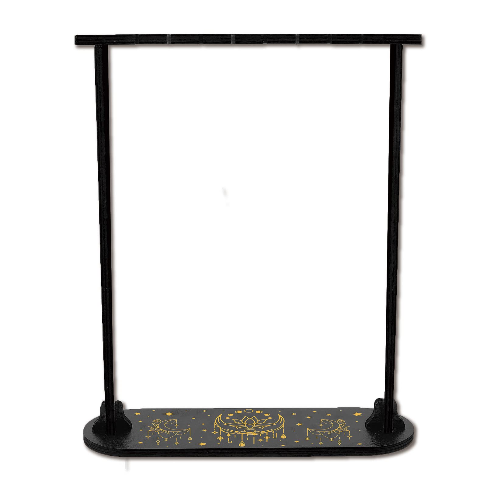 CREATCABIN Piccolo Espositore in Cristallo Loto Luna Porta Cristallo in Legno Supporto Divinazione Pendolo Portaoggetti Catena Roba Magica da Strega per Appendere Cristalli Collana 9.8x3.1 Pollice