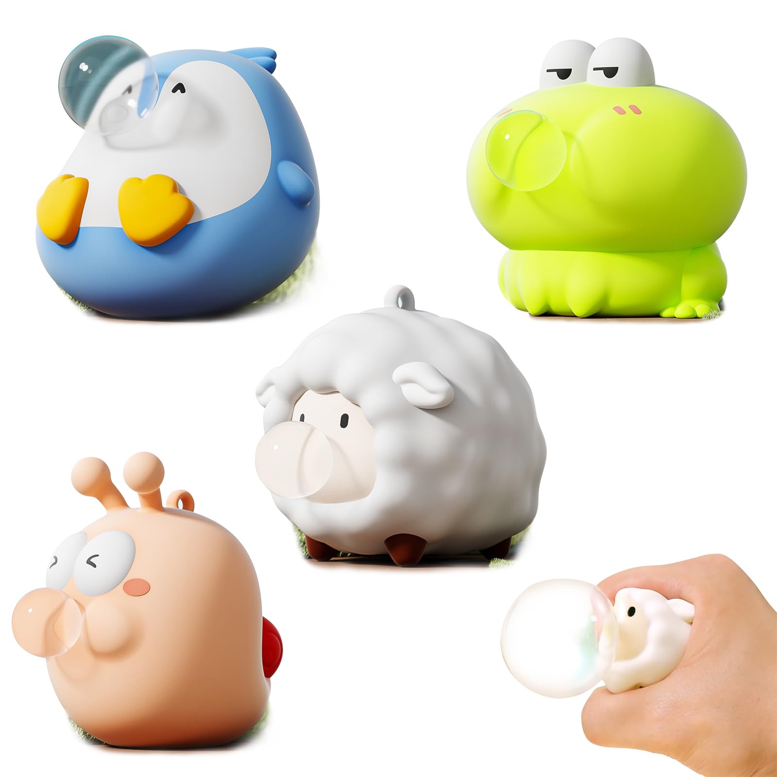 Anti-Stress Squeeze Spielzeug – 4er Set Aus Silikon (Clownfisch, Hai, Delfin, Seelöwe)