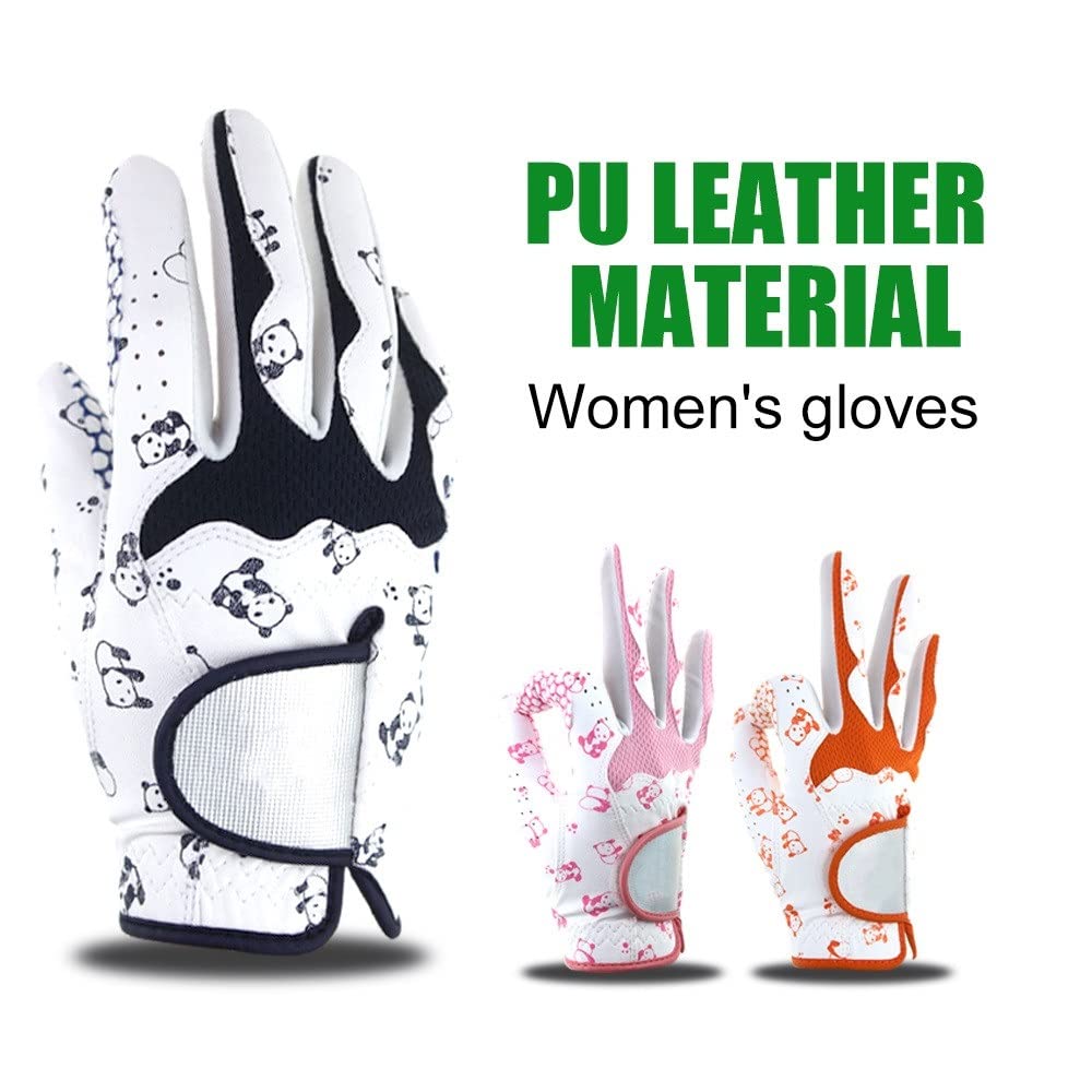 Guante Golf 1pair Golf de Mujer Guantes Suaves de la Mano Izquierda Derecha PU Guante Transpirable sin Deslizamiento de Cuero, Todo Clima de Lluvia Guantes Golf