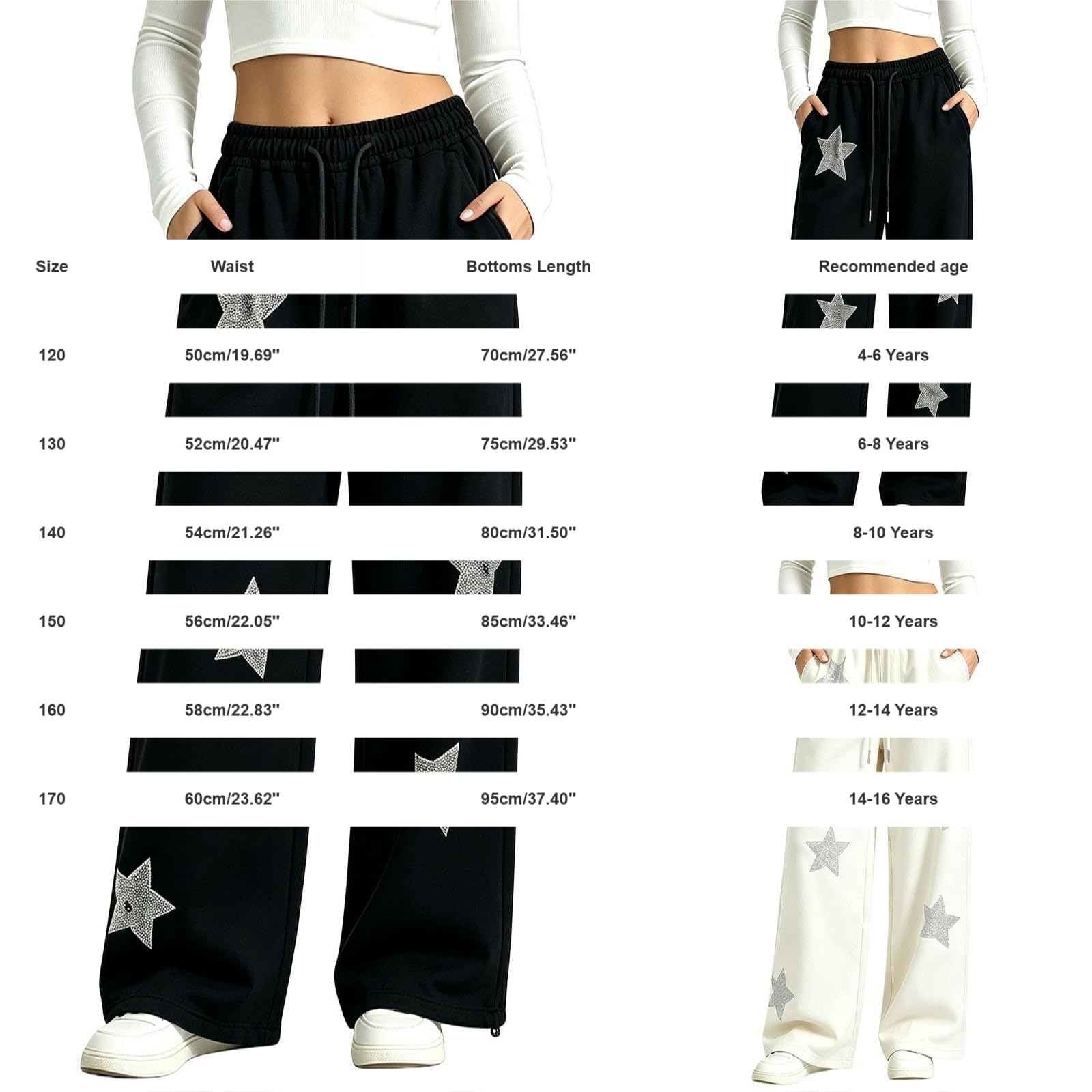 Ragazze Pantaloni della tuta Trendy Gamba Larga Pantaloni Casual