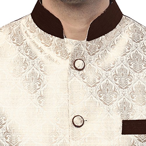 Image of Veera Paridhaan Men's Printed Beige Colour Nehru Jacket
