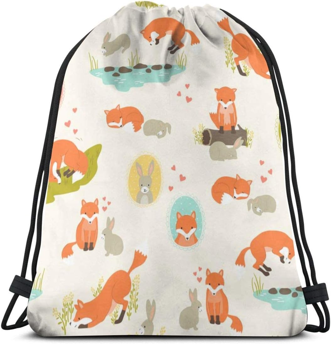 vintage cap Forest Friends_15207 3D Print Drawstring Backpack Rucksack Shoulder Bags Gym Bag for Adult 16.9"x14"