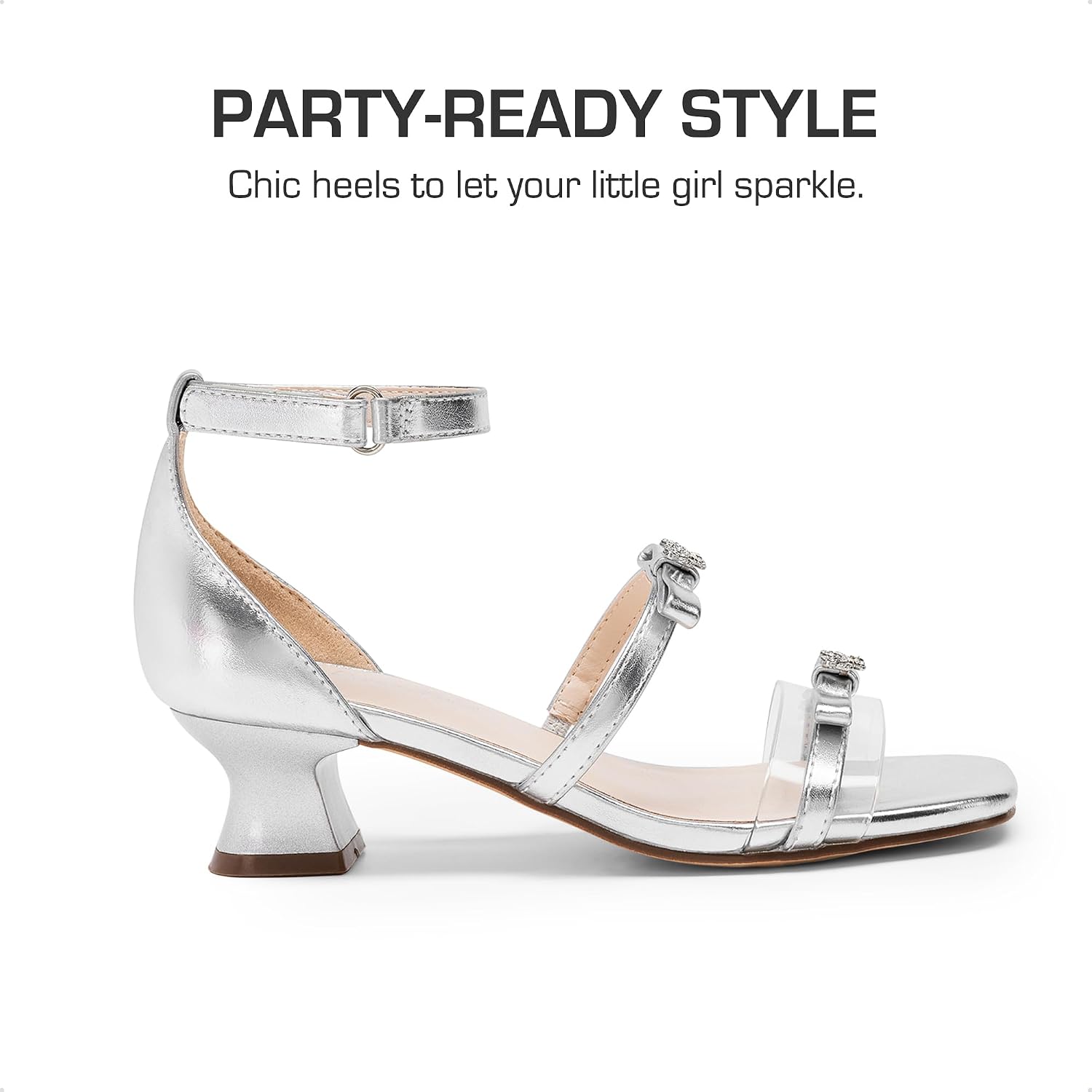 DREAM PAIRS Girls Sandals Low Heel Dress Pump Ankle Strap Two Strapped Bow Flower Wedding Party Shoes for Little Kid/Big Kid