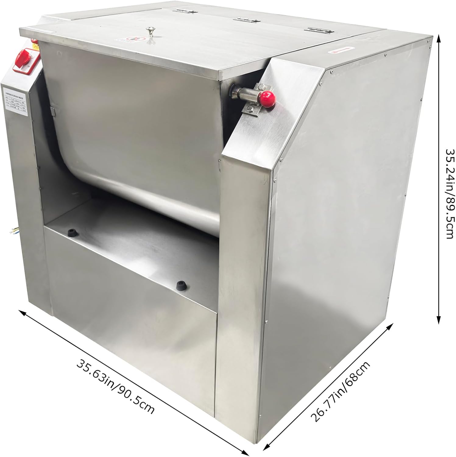 TECHTONGDA Commercial Dough Mixer All Stainless Steel Pizza Dough Mixer 110V Dough Blender Kneading Machine with 50 KG Kneading Capacity and 90 Degree Tilt for Schools Bakeries Restaurants Pizzerias