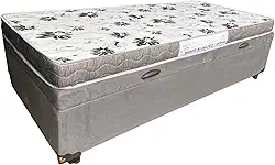 Cama Box Báu Solteiro + Colchão Harmony - Imperium do Sono - Acabamento Reforçado (Suede Cinza)
