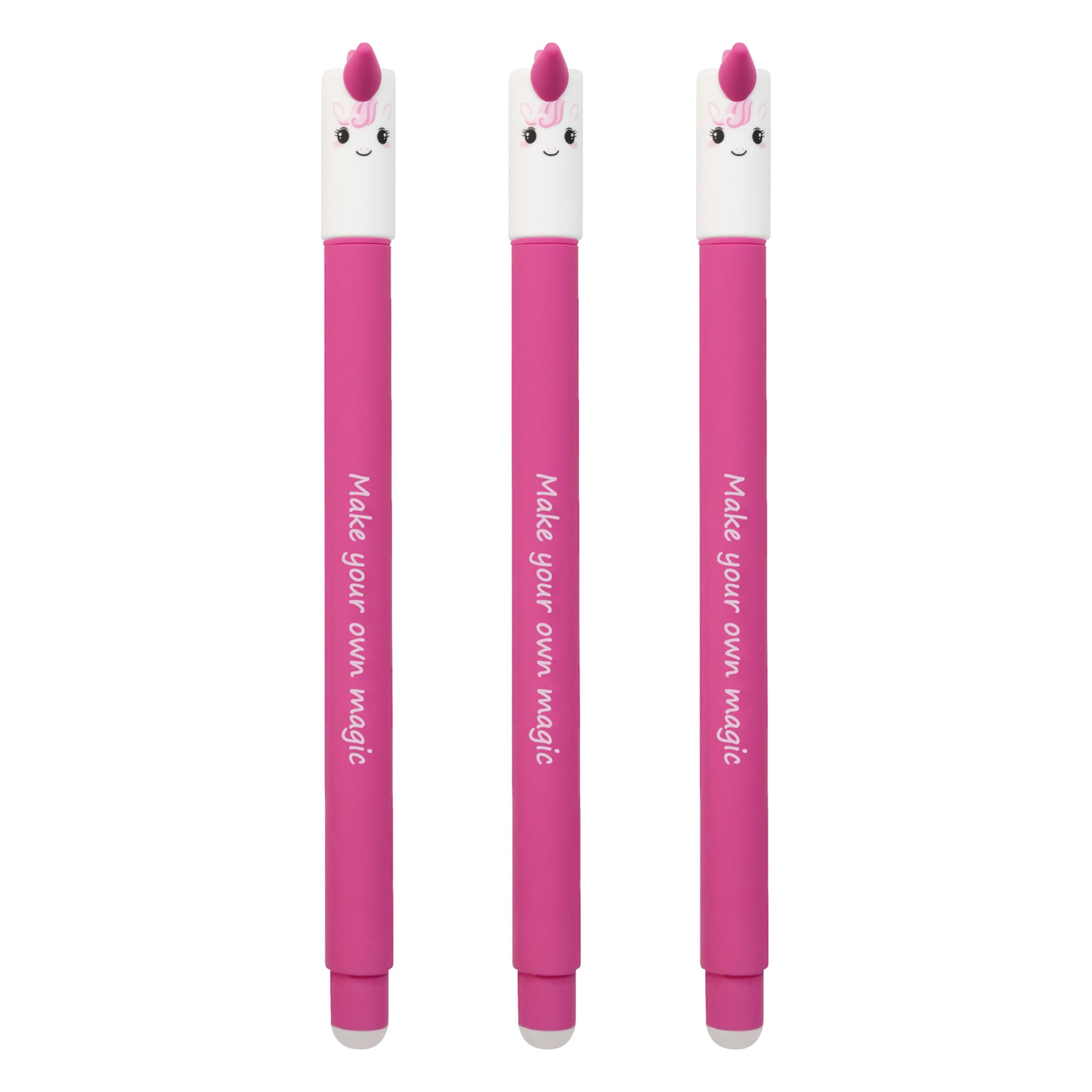 Eberhard Faber 599036 - Rollerball Pen Erasable Unicorn, 3 Animal Erase It Pens, Gel Pen Blue 0.7 mm