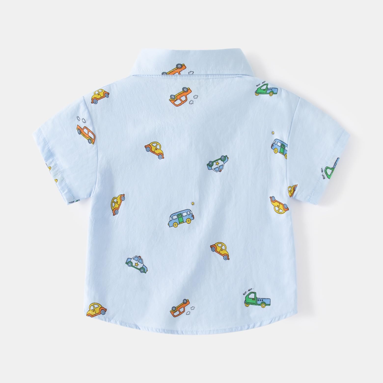 Meufam Newborn Baby Boys Lapel Shirt Summer Short Sleeve Cute Print Button Down Tops Blouses for Infants (Blue,120/4-5 Y,Unisex,Big Kid,US,Age,4 Years,5 Years)