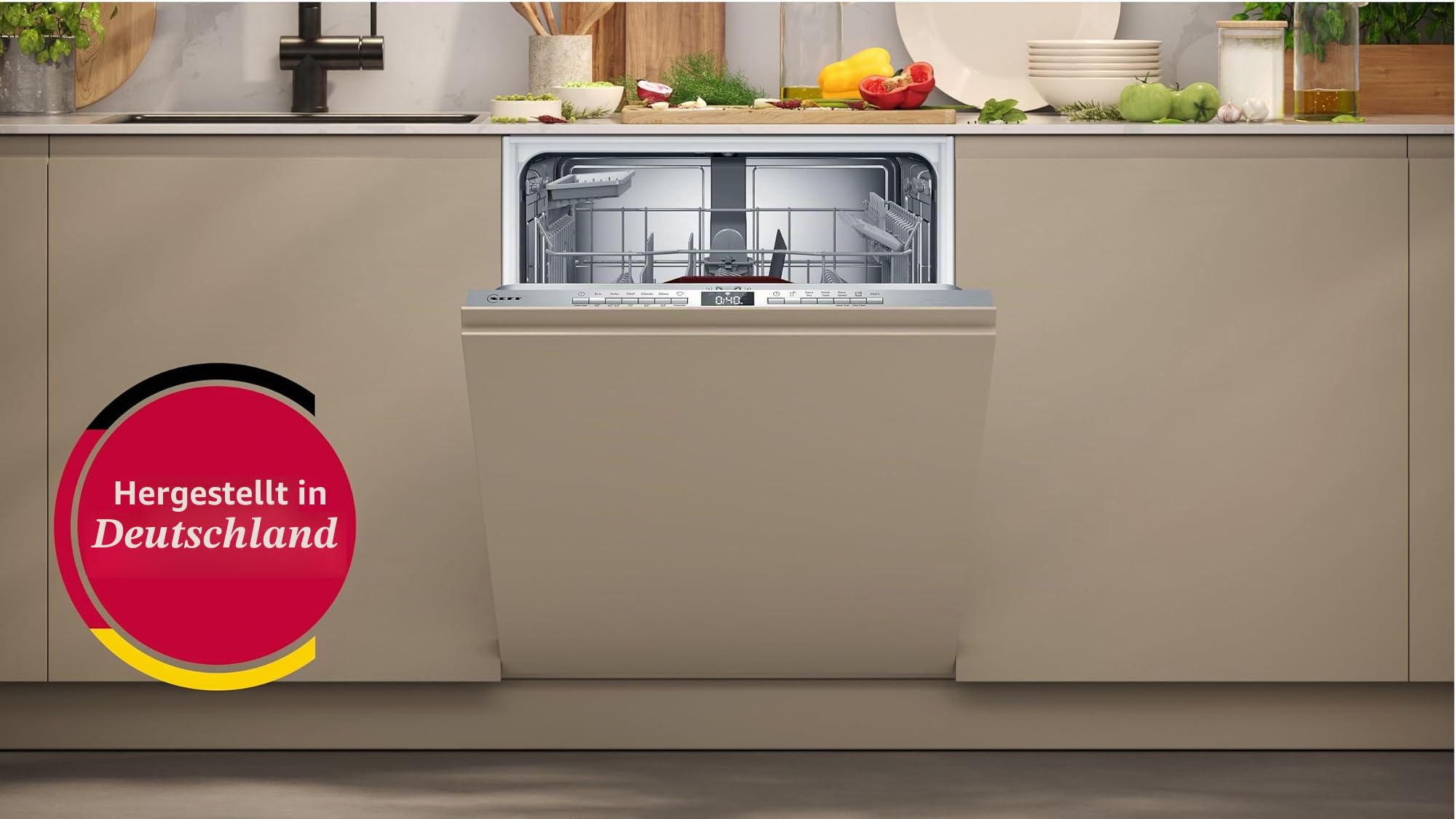 Neff S155EBX16E, N 50, Smarter Geschirrspüler Vollintegriert, 60 cm, 42 dB, Made in Germany, 13 Maßgedecke, 6 Programme & 4 Sonderfunktionen für kraftvolle Reinigung, Open Dry Trocknung, Aqua Stop | Made in Germany, optische InfoLight Anzeige, Open Dry au