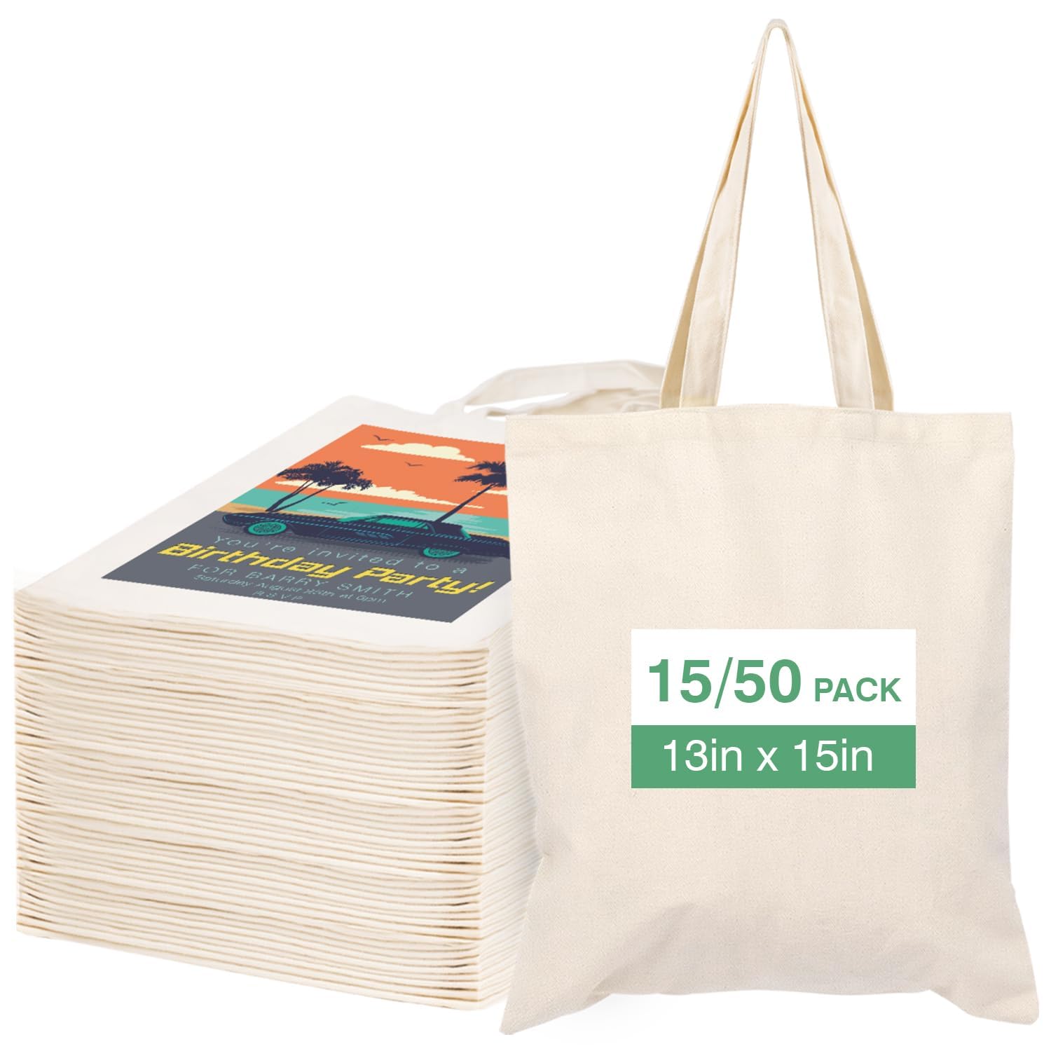 Lzerking Canvas Tote Bag Bulk for DIY Projects, 13x15 Inches Tote Bags for Grocery Shopping, 10oz Machine Washable Fabric