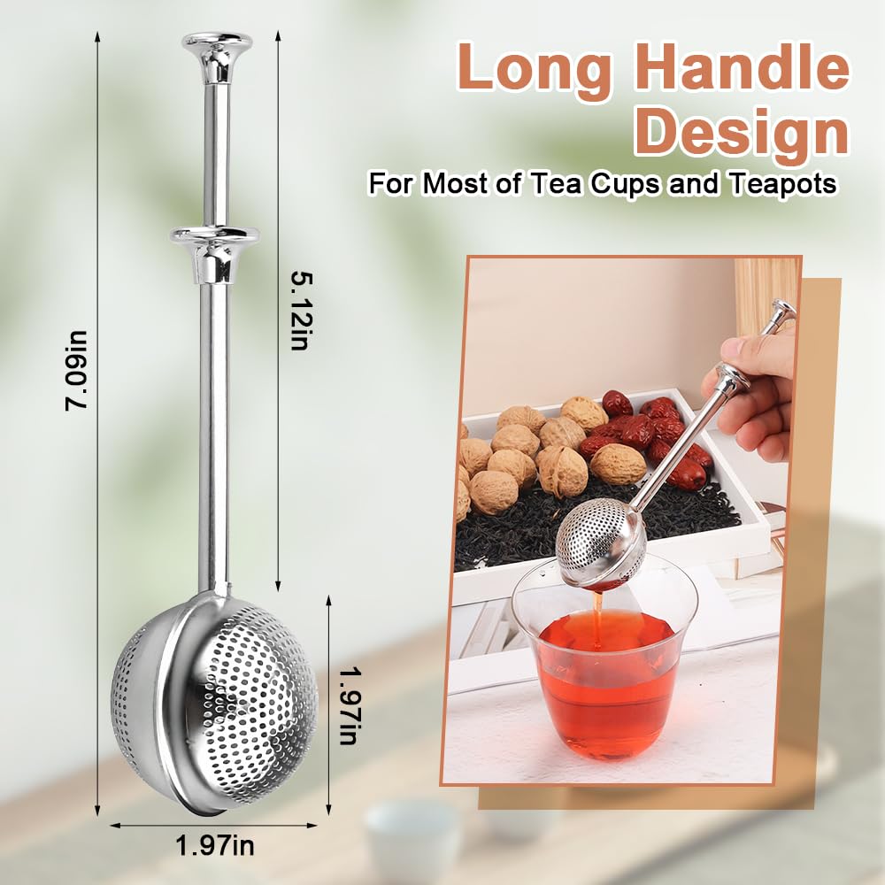 4 infusores de té de acero inoxidable para hojas sueltas, colador de té de malla fina 2025, accesorios de té, varita de polvo para hornear, sacudidor de azúcar (4 piezas)