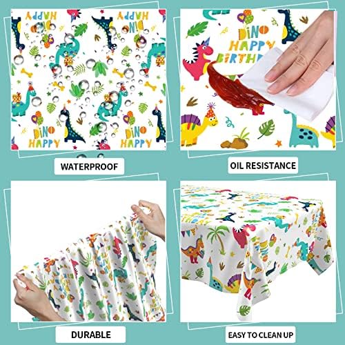 Dinosaur Tablecloth, Dinosaur Tablecloth Party, 1PC Dinosaur Table Cloth Rectangle for Kids Boys Dino Them Birthday Party, Dinosaur Printed Table Cover for Dinosaur Party Decorations (137*274 CM)