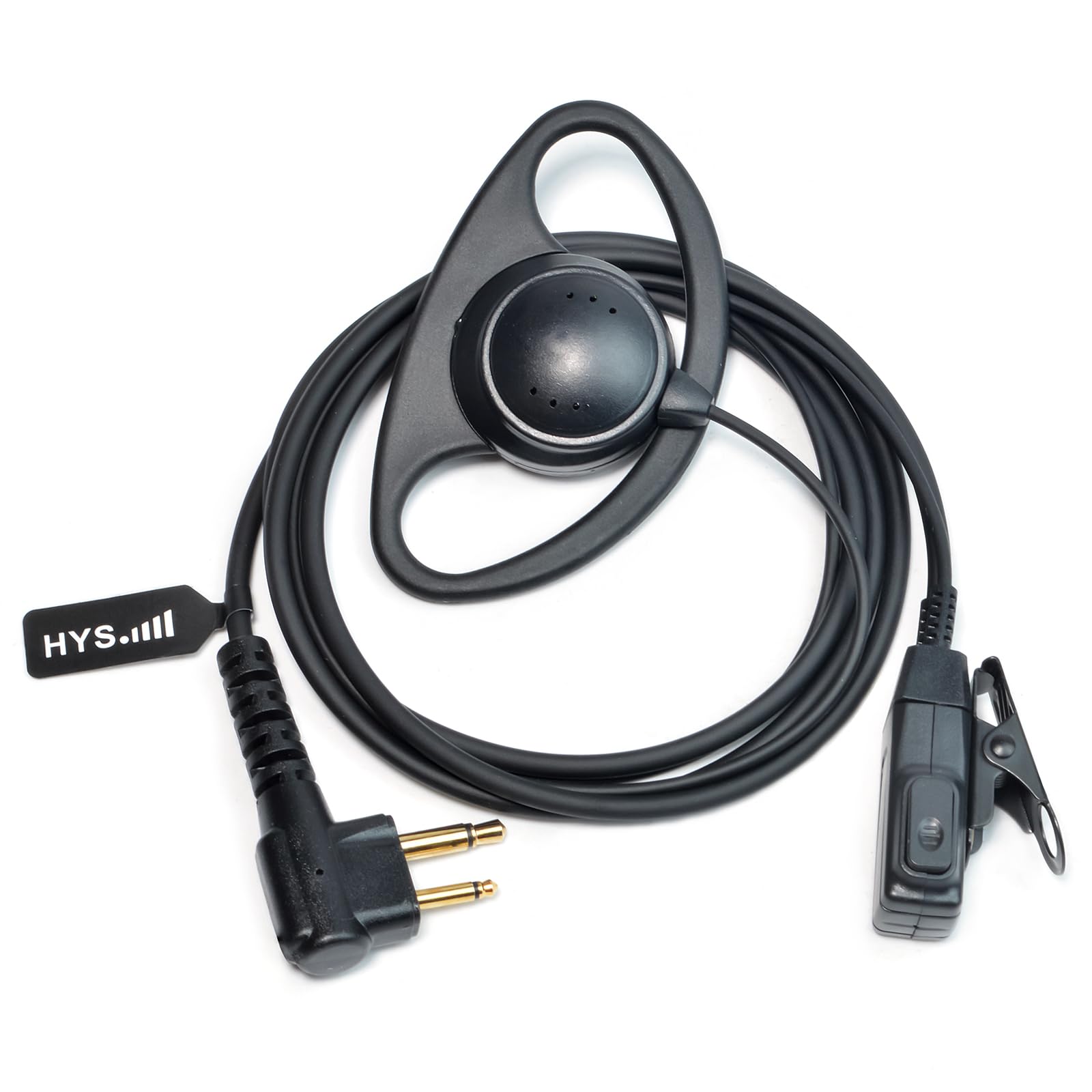 HYS Oreillette Écouteur en Forme de D en Forme de D PPT pour la sécurité de la Police Compatible avec Motorola CP040 CP140 Hytera Midland Radio bidirectionnelle (D10M-10)