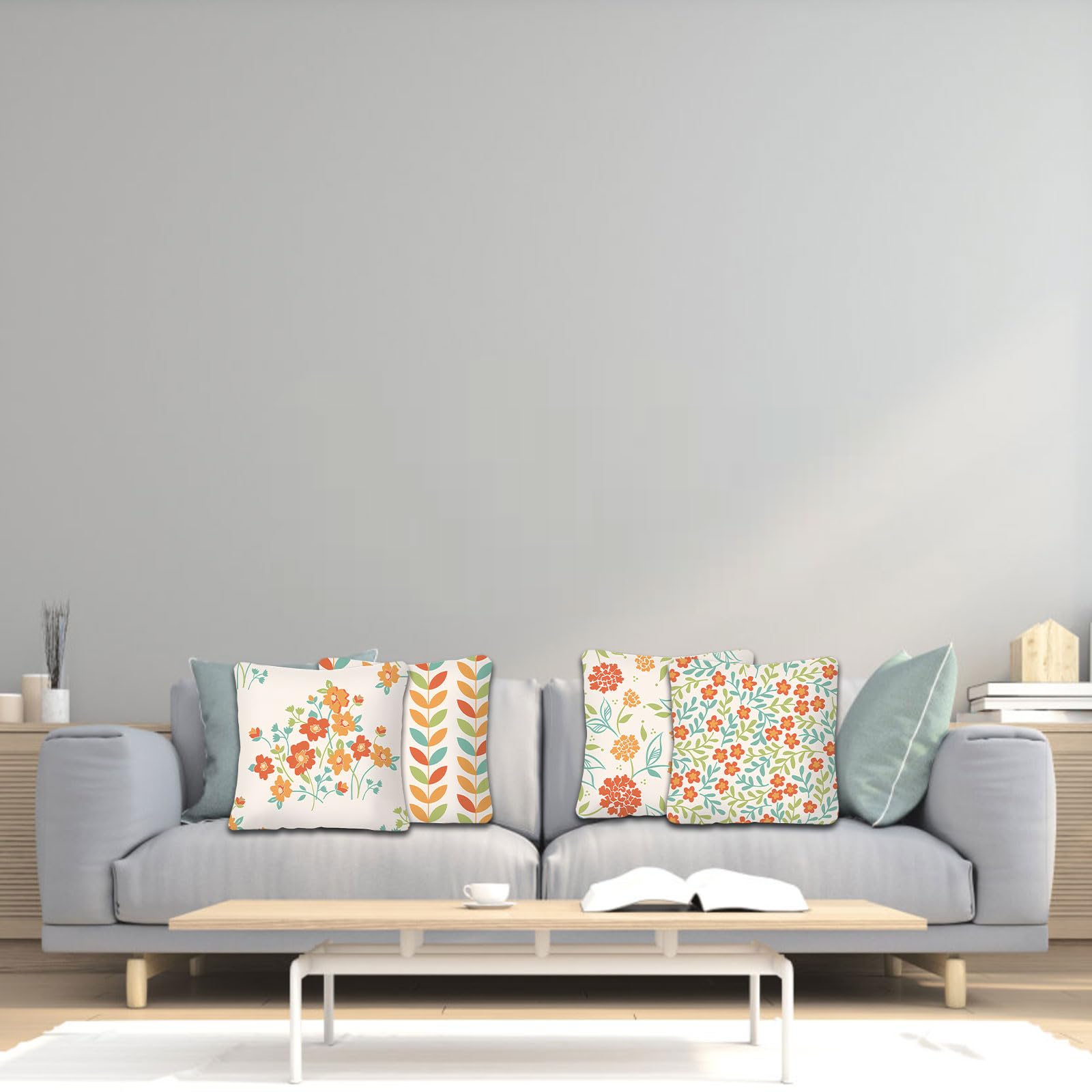 Betadistor Cushion Covers 18" x 18" Set of 4 Red Floral Design Pillowcases for Sofa Garden Bed Couch Cushions Red Flowers, 504-0075 - Image 2