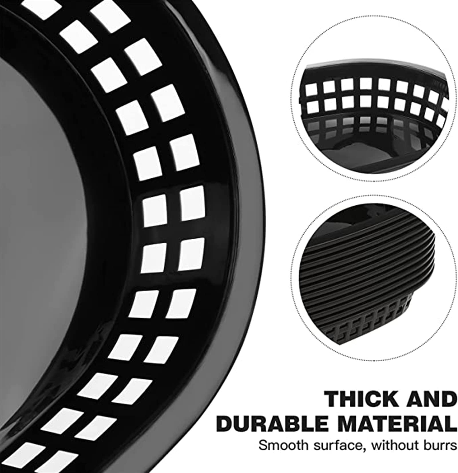 12 Pack Oval Fast Food Manden, Restaurant Mand Fast Food Manden, Plastic Brood Serveermanden Food Service Tray voor HotDogs, Burgers, Sandwiches, Friet, Barbecues, Feesten