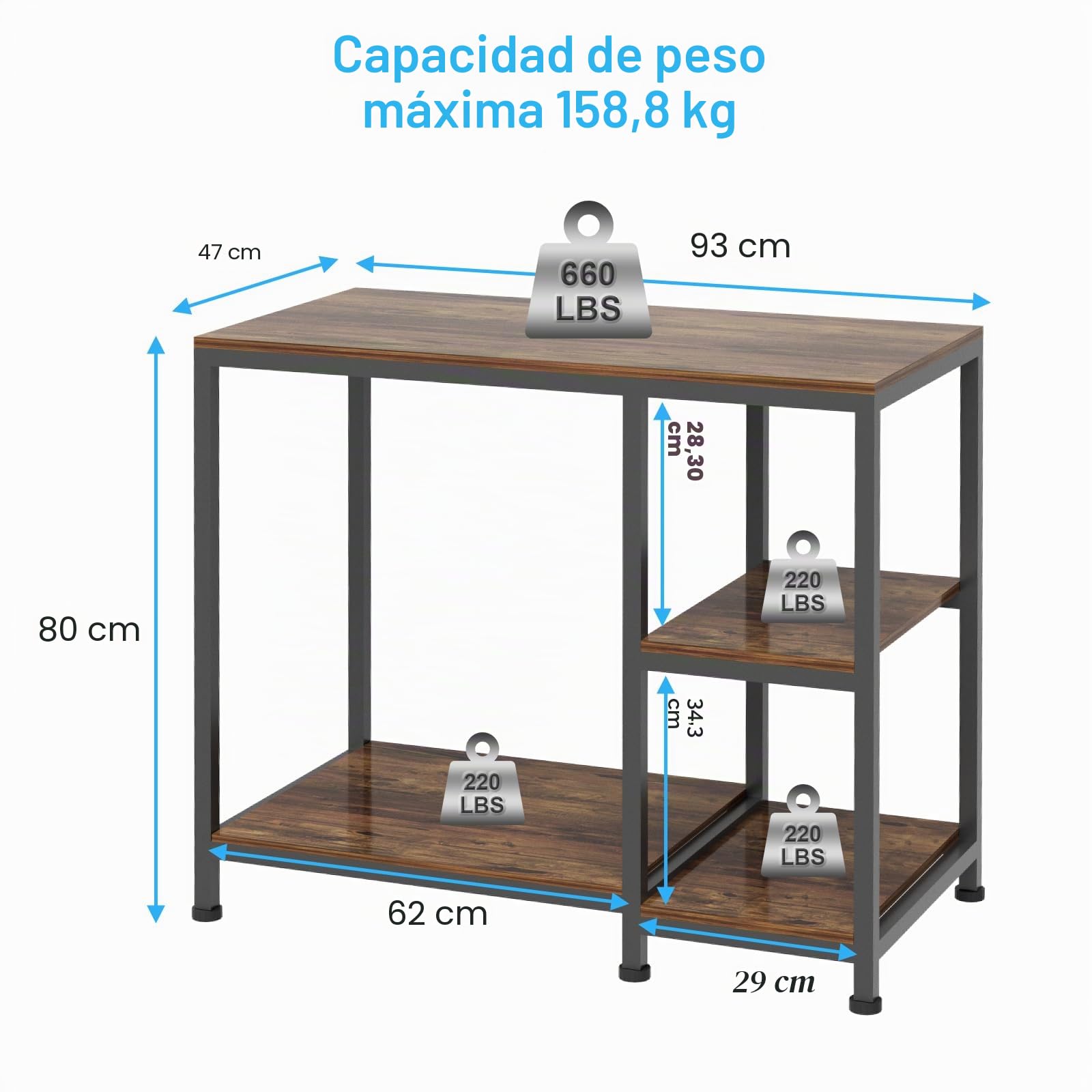 VyGrow Soporte de acuario de 40 galones, soporte resistente para peceras de 93 x 47 x 80 cm, estantes de madera de acuario de pie de 330 kg de capacidad de carga para almacenar accesorios de rango de