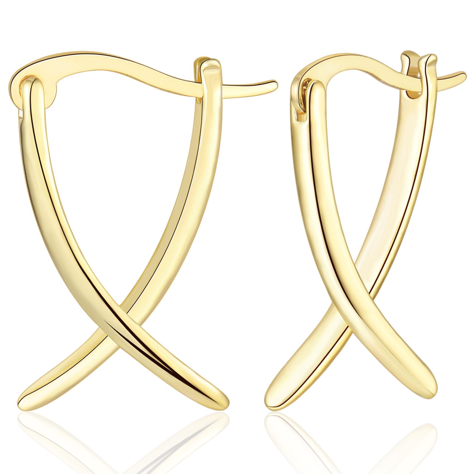 WOVEE X Kreuz Ohrringe Stecker Überkreuzte Ohrstecker Schlichte Minimalistisch Silber Gold Damen Schmuck Geschenke