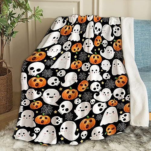 Ottoy Halloween Ghosts Blanket Gifts Plush Fuzzy Cozy Soft Lightweight Blankets for Couch Air-Conditioning Quilts Decor Blanket for Chirstmas Gifts 80