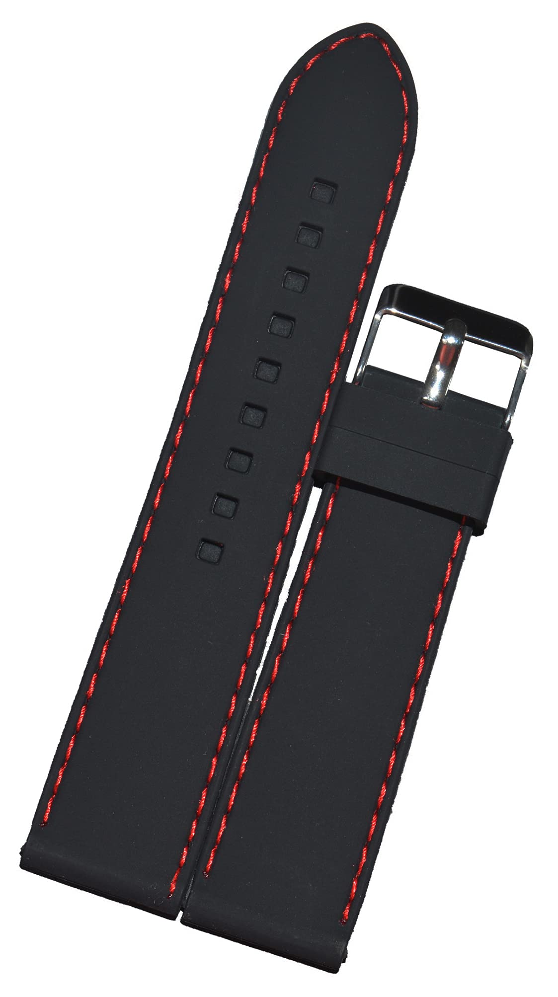 SURU® 24MM Elite Plain Red Nylon Stitch Ogive Tip Silicone Watch Strap/Band (Colour- Black/Width- 24mm) (Size Guide in 3rd Image) U187 (B0B2N57YW7) Amazon Price History, Amazon Price Tracker